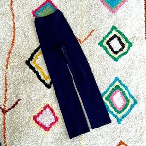 Giu Giu Nonna Pants Navy Blue Cropped Small Ribbed